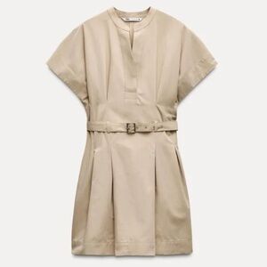 Zara Beige Belted Mini Dress ZW collection